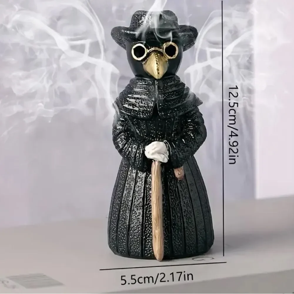 Black Plague Doctor Bird Incense Holder